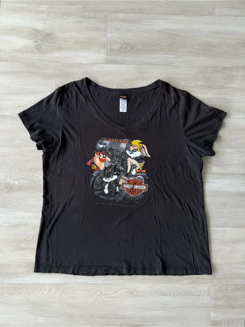 Harley-Davidson Looney Tunes Rally Girls Women’s Black Graphic V-Neck Tee Shirt